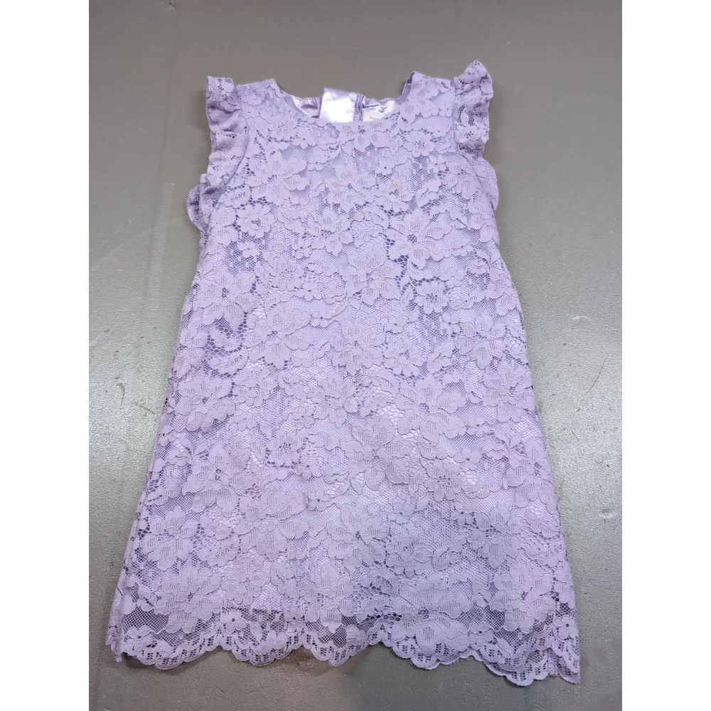 The Children's Place Girls 3T Lavender Purple Floral Lace Ruffle Sleeve Dress